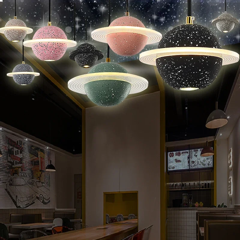 

Network Celebrity Bedroom Pendant Lamp Modern Simple Cement Planet Small Hanging Lamp Creative Bar Dining Room LED Pendant Light
