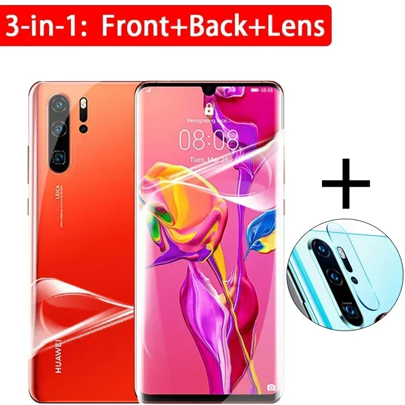

3-in-1 on P30pro screen back hydrogel film camera lens protector for Huawei P30 Pro P20 Lite P 30 20 P20lite No protective Glass