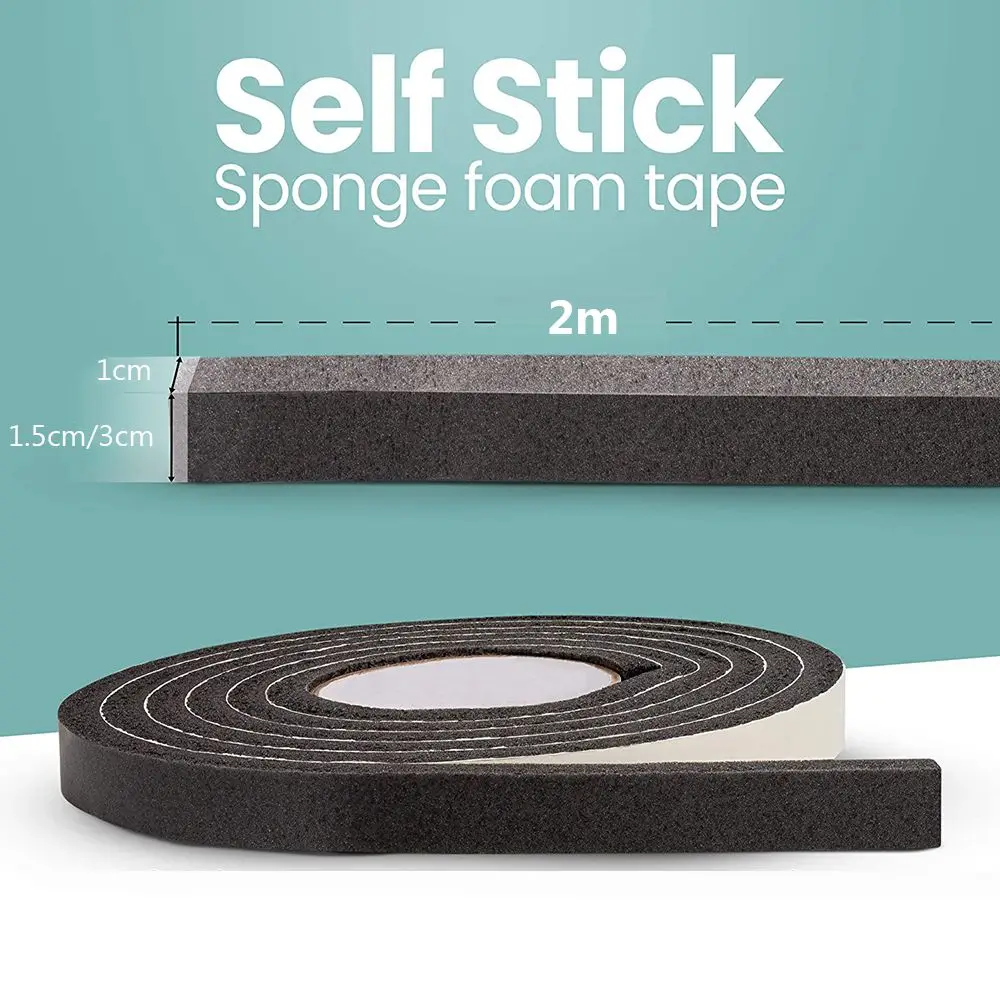 Foam Door Window Sealing Strip Weather Stripping Self-Adhesive Soundproof Windproof Dustproof Draught Excluder Insulation Tape