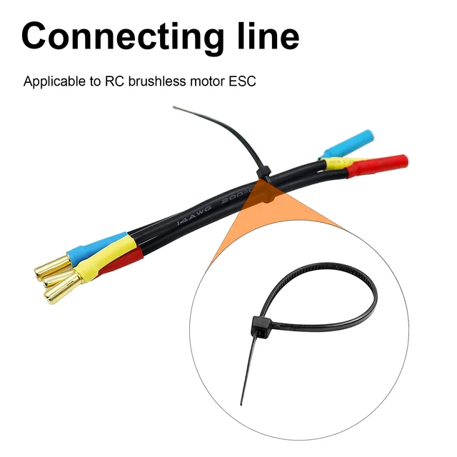 3 Cables De Extensión ESC Y Motor De Silicona De 30 Cm, Con Conectores De Plátano De 3.5 Mm, Cable 16 AWG, Para Modelos RC (rojo + Negro)