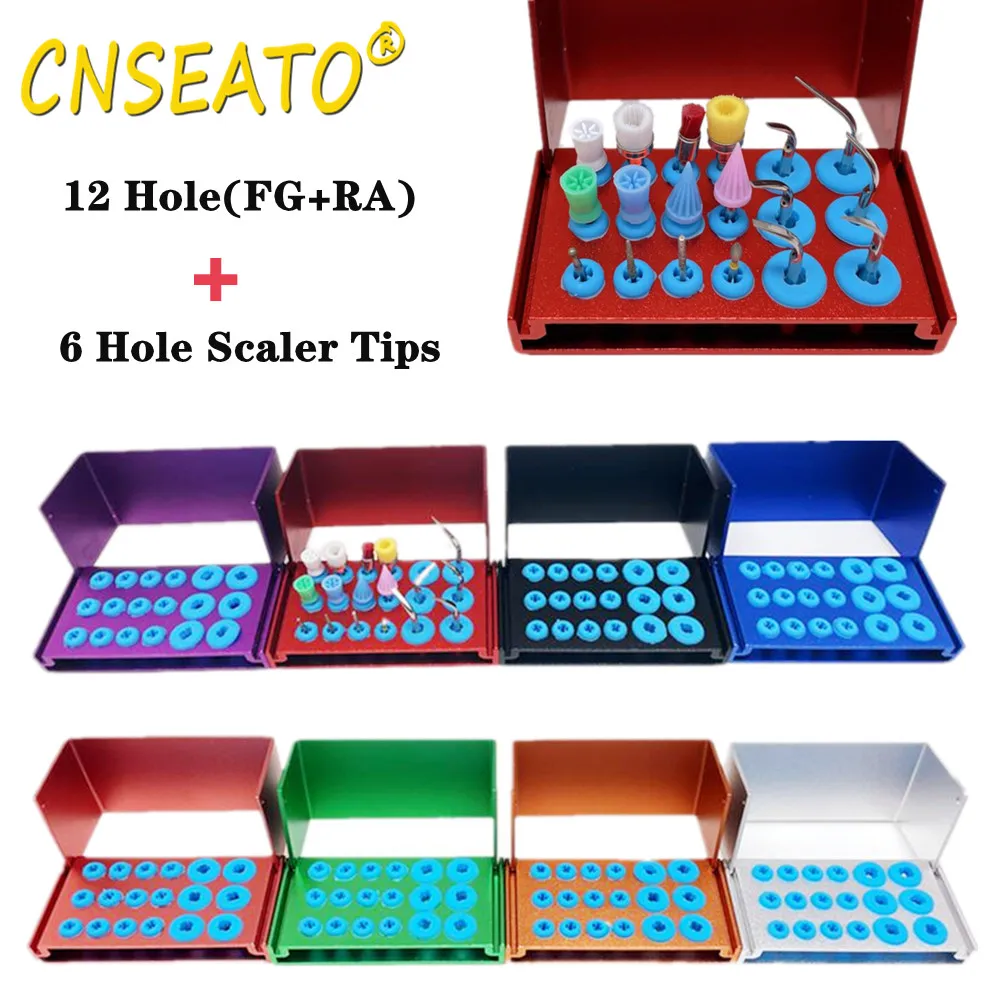 

18 Hole Dental Burs Holder FG RA Bur Drill Disinfection Block Scaler Tips Cleaning Stand Storage Box Autoclavable Dentistry Lab