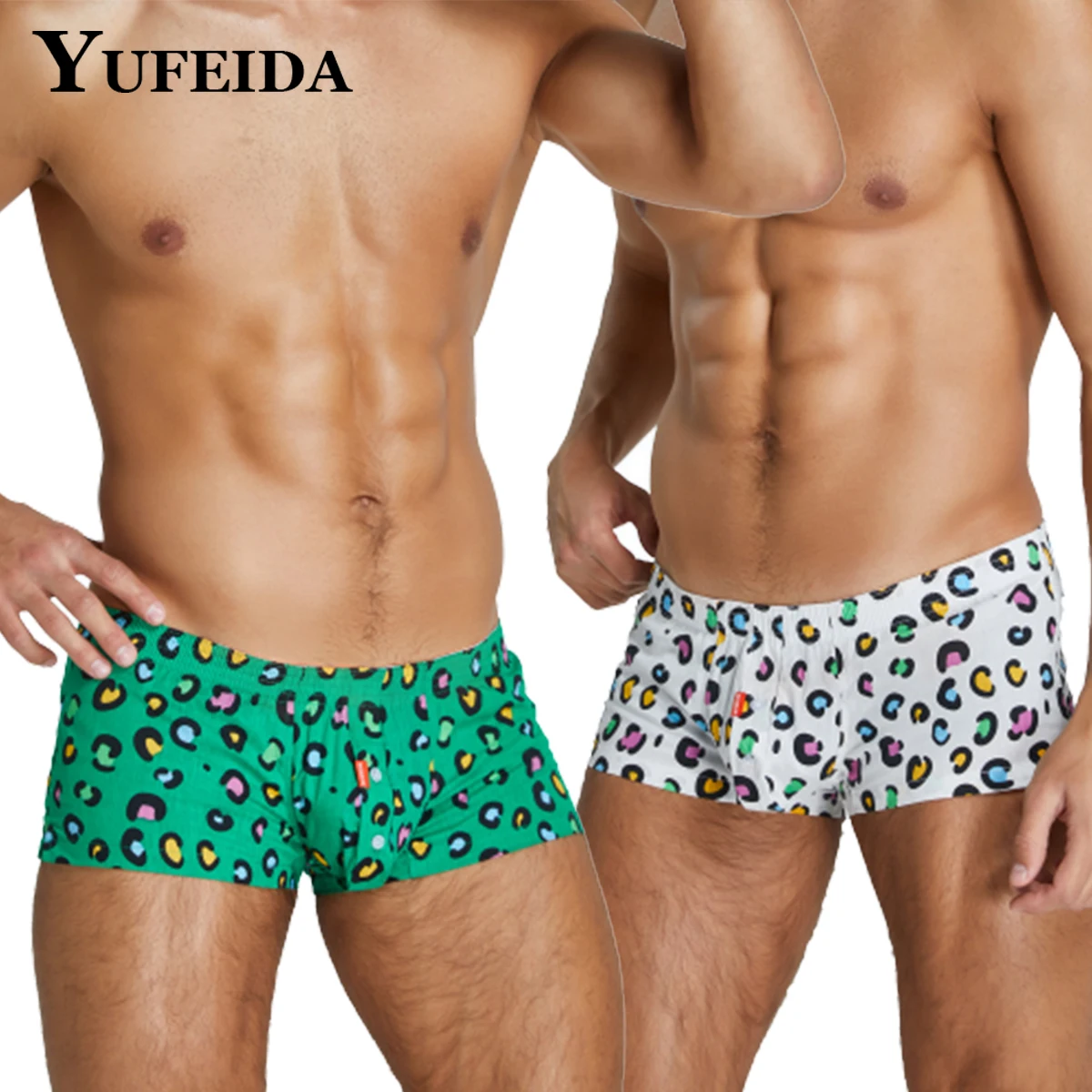 

YUFEIDA Sexy Mens Printed Underwear & Sleepwear Cotton Short Cortos Hombres Mens Pyjama Boxershorts Tracksuit U Bag Casual Trunk