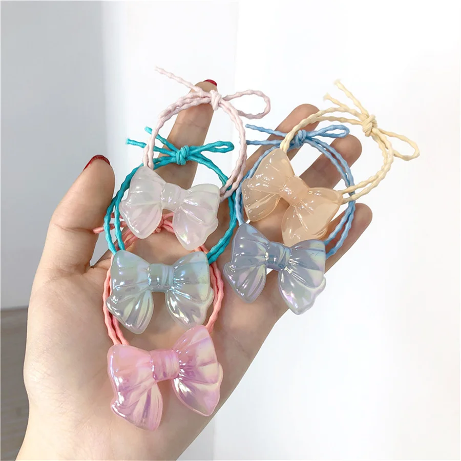 2Pcs Candy Color Elastic Hair Bands For Women Girls Bow Hair Tie Cute Hair Scrunchie Hair Rope Fashion Hair Accessories Spring 2pcs 60cm pu leather braided rope handles for handbag shoulder bag strap handmade bag diy accessories alloy metal hook buckle