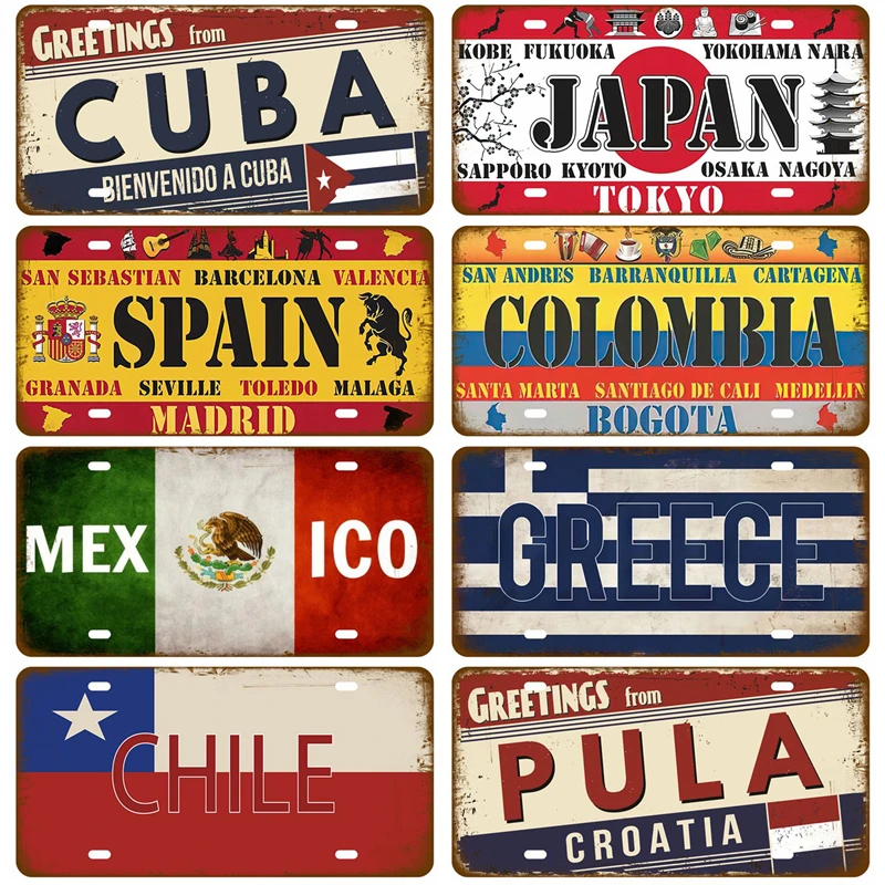 RetroLicensesPlateLandmarkCountryMetalSignPlaqueMetalVintage