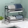 Dish Drying Rack 3-Tier Compact Kitchen Dish Rack Drainboard Set Large Rust-Proof Dish Drainer Holder Kitchen Racks 6