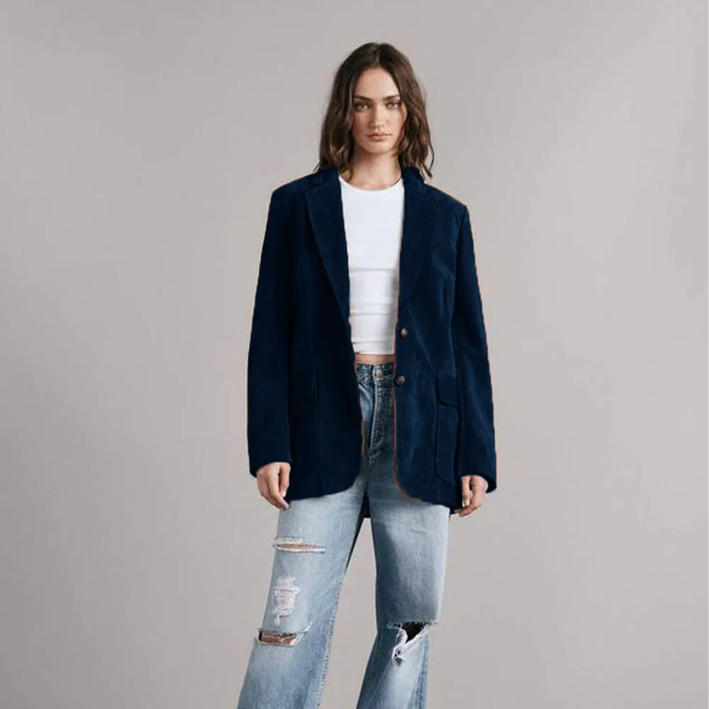 Women Suede Jacket Single Breasted Buttons Woman Coat Ladies Outerwears women jacket suits