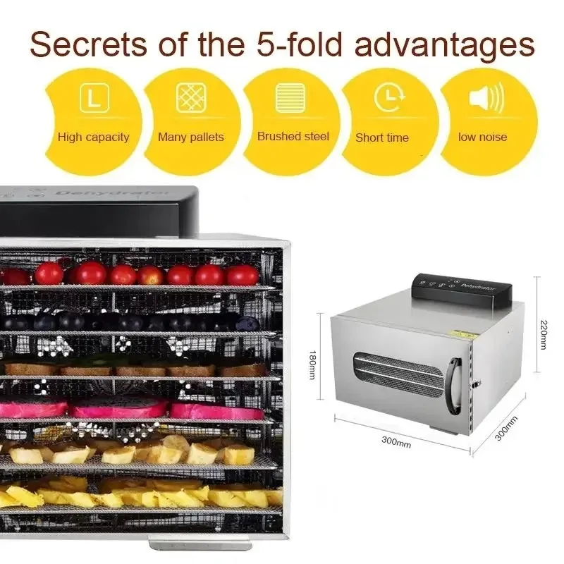 DIVEDEER Fruit Dryer Food Household Commercial Tea Air Dryer Vegetable Fruit Snacks Dry Machine 6 Layers
