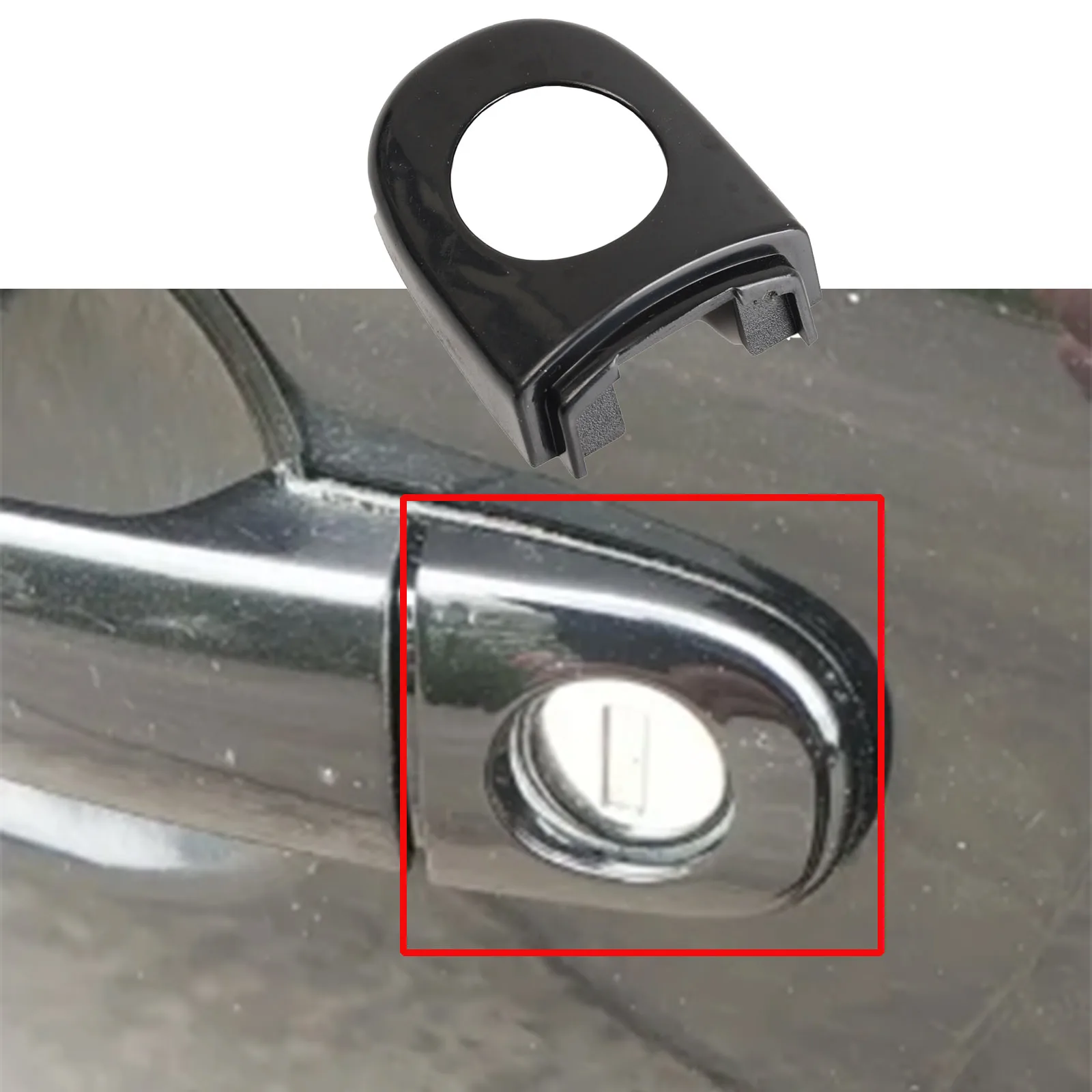 VW 폴로 제타 업용 1X 드라이버 전면 외부 왼쪽 도어 핸들 잠금 키 구멍 캡 검정색 플라스틱 자동차 액세서리 6R4837879A
