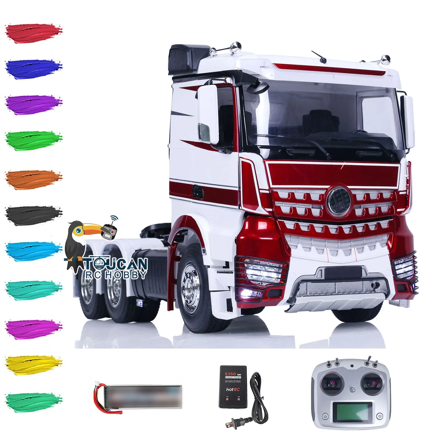 Customized 1/14 RC Tractor Truck Model RTR 6x4 Remote Control Painted Car 3363 Opened Doors Light Sound TOUCAN HOBBY THZH1645 2