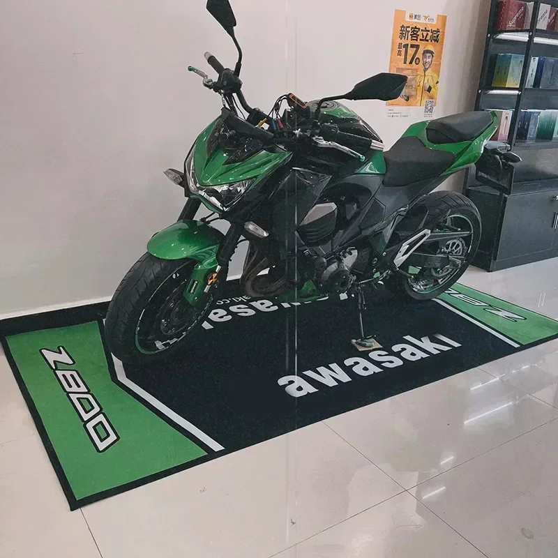 Description Picture 5 of itemKawasaki Motorcycle Carpet Garage Mat Racing Cool Moto Display Motorcycle Display Mat Kawasaki Anti-slip Floor Decoration Rug