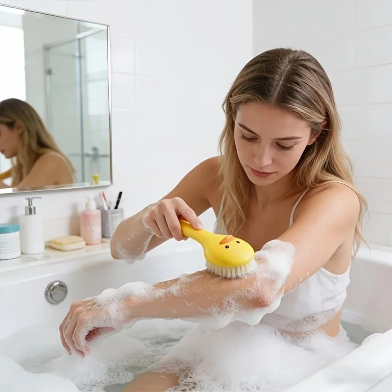 1pcs Long Handle Silicone Bath Brush, Soft Bristle Exfoliating Back Scrubber, Durable Easy Clean Home Shower Tool, Hygienic Material, Spa Essential 6