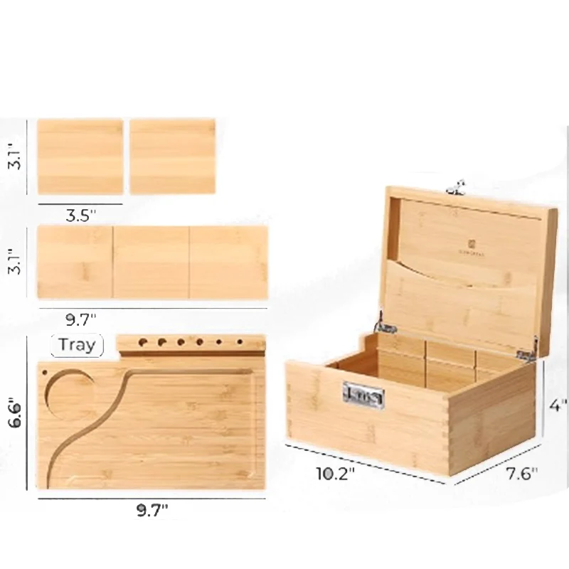 Wooden Herb Storage Box Stash Case Cigarette Rolling Tray Natural Handmade For Smoking Accessories Combo Men Gift 5