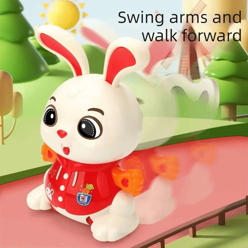 360 °   회전하는 토끼 전동 장난감, 화려한 색상과 소리, 귀여운 디자인, 전동 춤추는 토끼, 움직이는 조명 효과, 전동 토끼