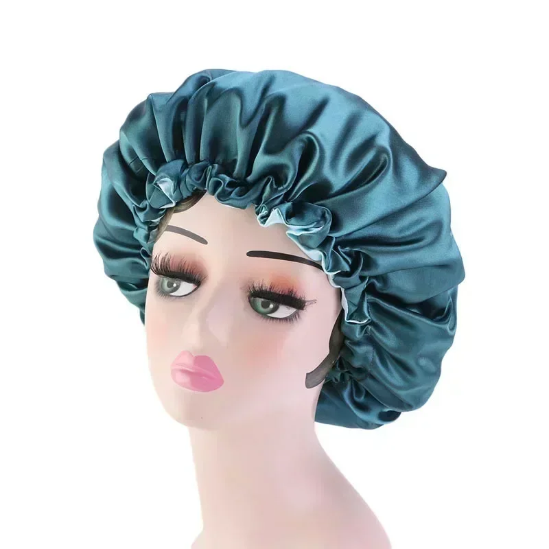 Reversible Satin Bonnet Hair Caps Double Layer Adjust Sleep Night Cap Head Cover Hat For Curly Springy Hair Styling Accessories night hair cap warm air bonnet cap hair bonnet dryer
