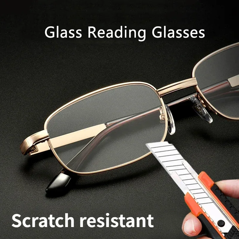 Stylish Full-Frame Alloy Reading Glasses with Clear HD Lenses - Scratch & Impact Resistant