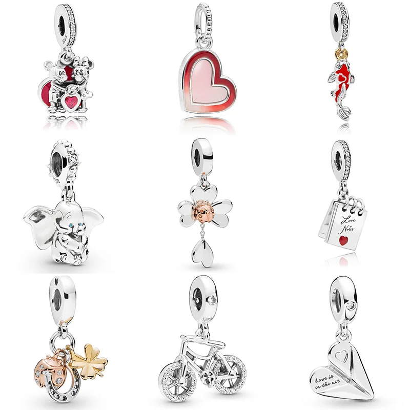

Silver Color Beads Paper Plane Bicycle Glaze Crystal Pendants Bead For Original Pandora Charm Bracelets & Bangles Jewelry