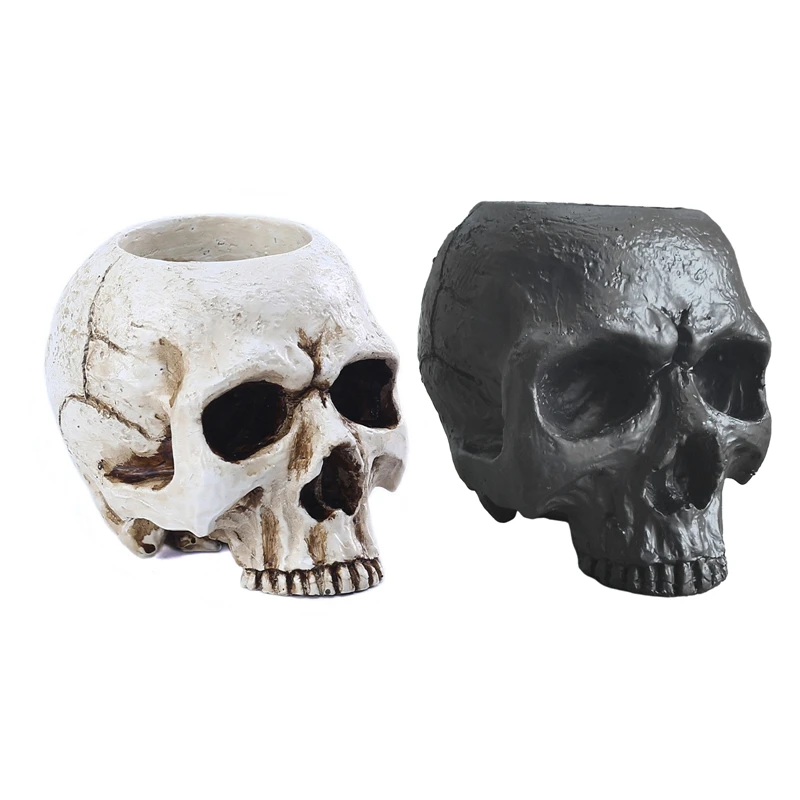 Skull Skeleton Candlestick Holders Tealight Cup Gothic Resin Candlestick Crafts for Halloween Ornament Candle Holders