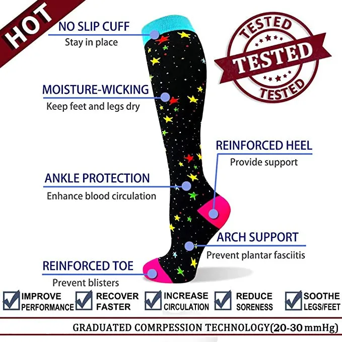 CFS Compression Socks Nurse Women Men Knee Stocking 20-30mmHg Edema Diabetes Varicose Veins Compression Socks Running Sport Sock