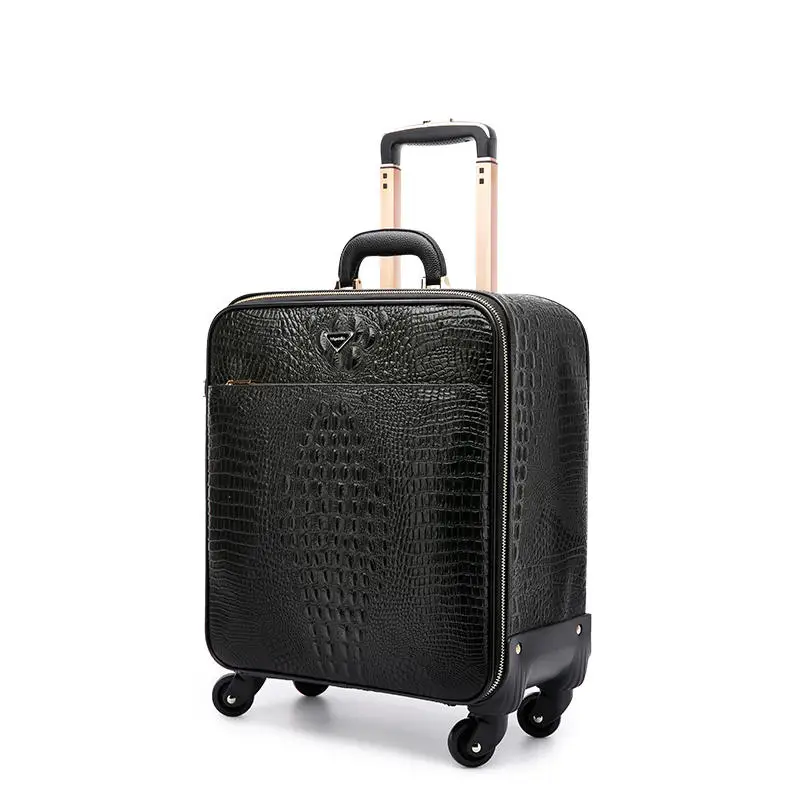 Genuine Leather alligator suitcase 16/18/20 business pull rod travel