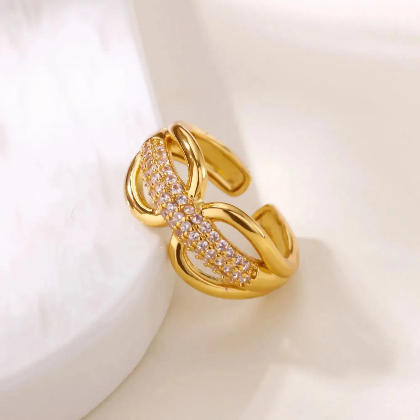 Zircon Owl Shape Rings Gold Color Geometric Adjustable Finger Rings For Women