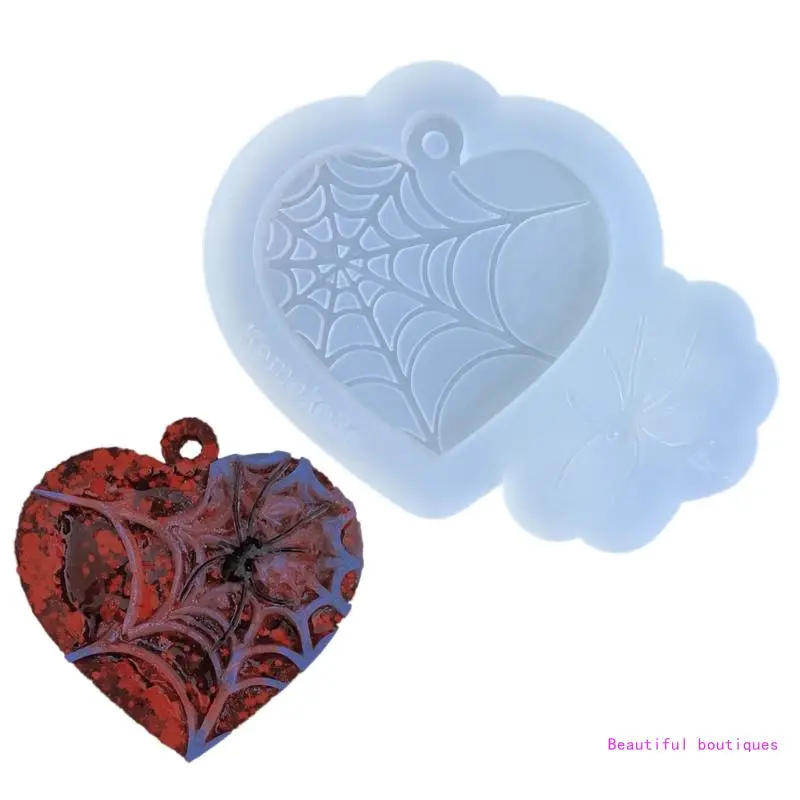 Glossy Silicone Decor Molds Spiderweb Love Ornament Keychain Mold DIY Pendant DropShip silicone mold handmade ornament mold valentines day birthday gift dropship