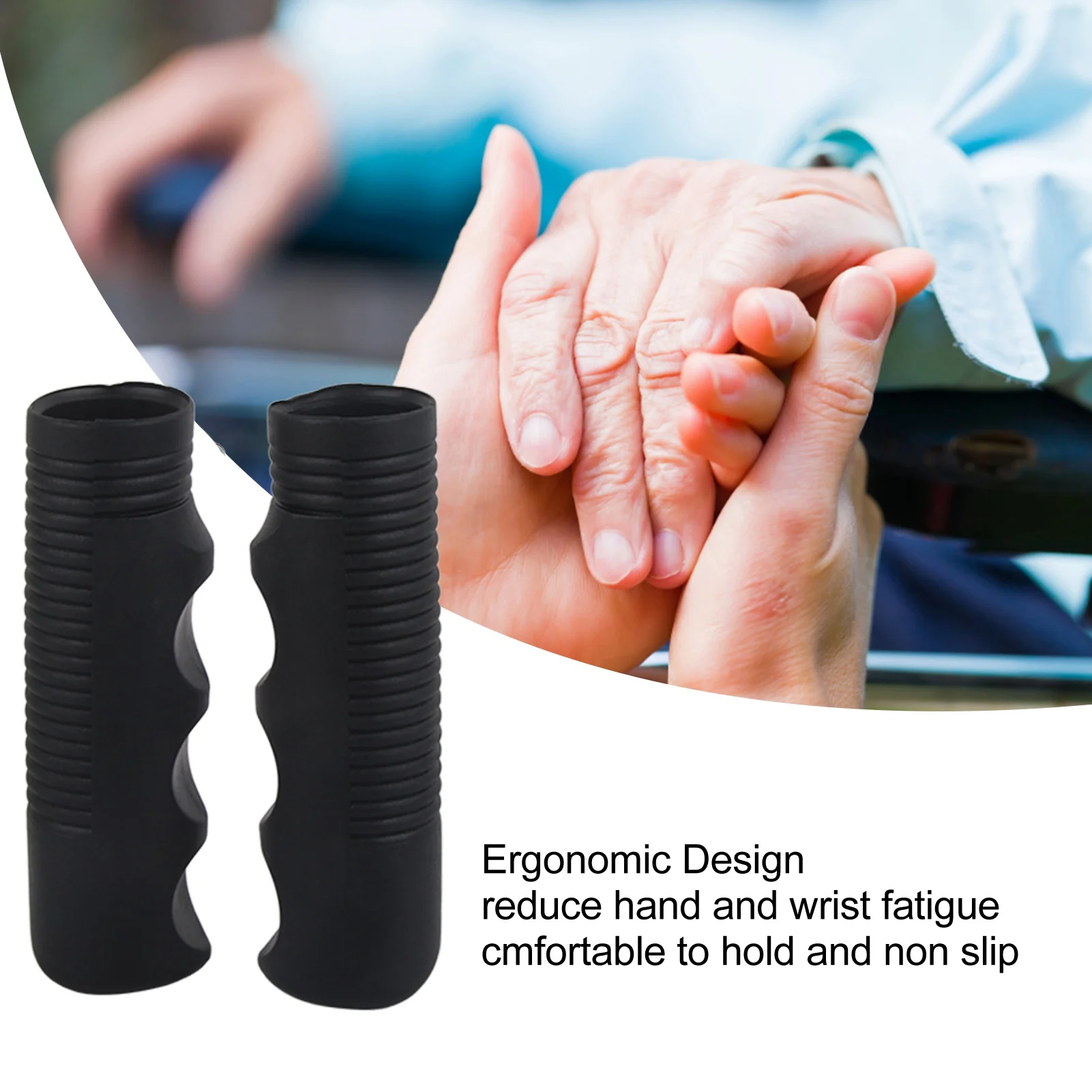 2Pcs Rubber Wheelchair Hand Grips Ergonomic Prevent Slipping Easy Installation Universal Wheelchair Grip Cover 2