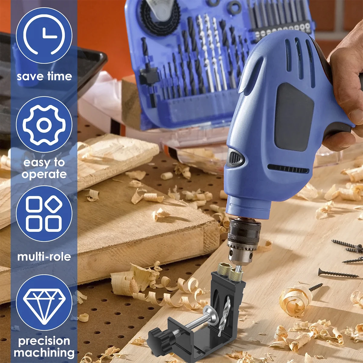 Woodworking Pocket Hole Screw Jig 15&deg; Angled Degree Angle Drill Guide Set Hole Puncher DIY Carpentry Tools Drill Bits woodworking tool,wood doweling jig
