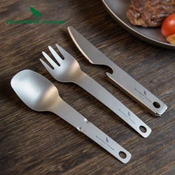 Boundless Voyage Titanium Tableware Set Outdoor Utility Knife Fork Spoon With Bottle Opener Combo Set Camping Equipment