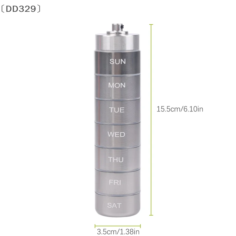 〔DD329〕Sealed Waterproof 7 Days Split Aluminum Alloy Metal Pill Box Weekly Medicine Case Splitter Tablet Organizer Container