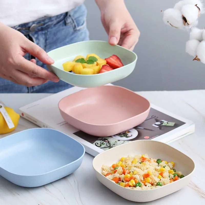 10PCS/SET Plastic Dinner Plates Small Disks Square Plate Set Deep Unbreakable Dinner Salad Plates Dinnerware Dishes Set Kitchen Supplies Plastic Dinner Plates