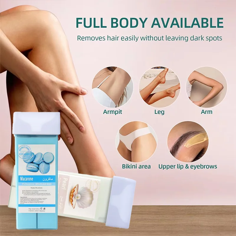 NEW Hair Removal Wax Roller Refill Kit Roll-On Depilatory Wax Cartridge Warmer Heater for Smooth Skin at Home Waxing Kit