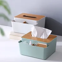 Table Wooden Cover Tissue Box Tissue Paper Remote Control Storage Box Towel Case Desktop  Organizer 1