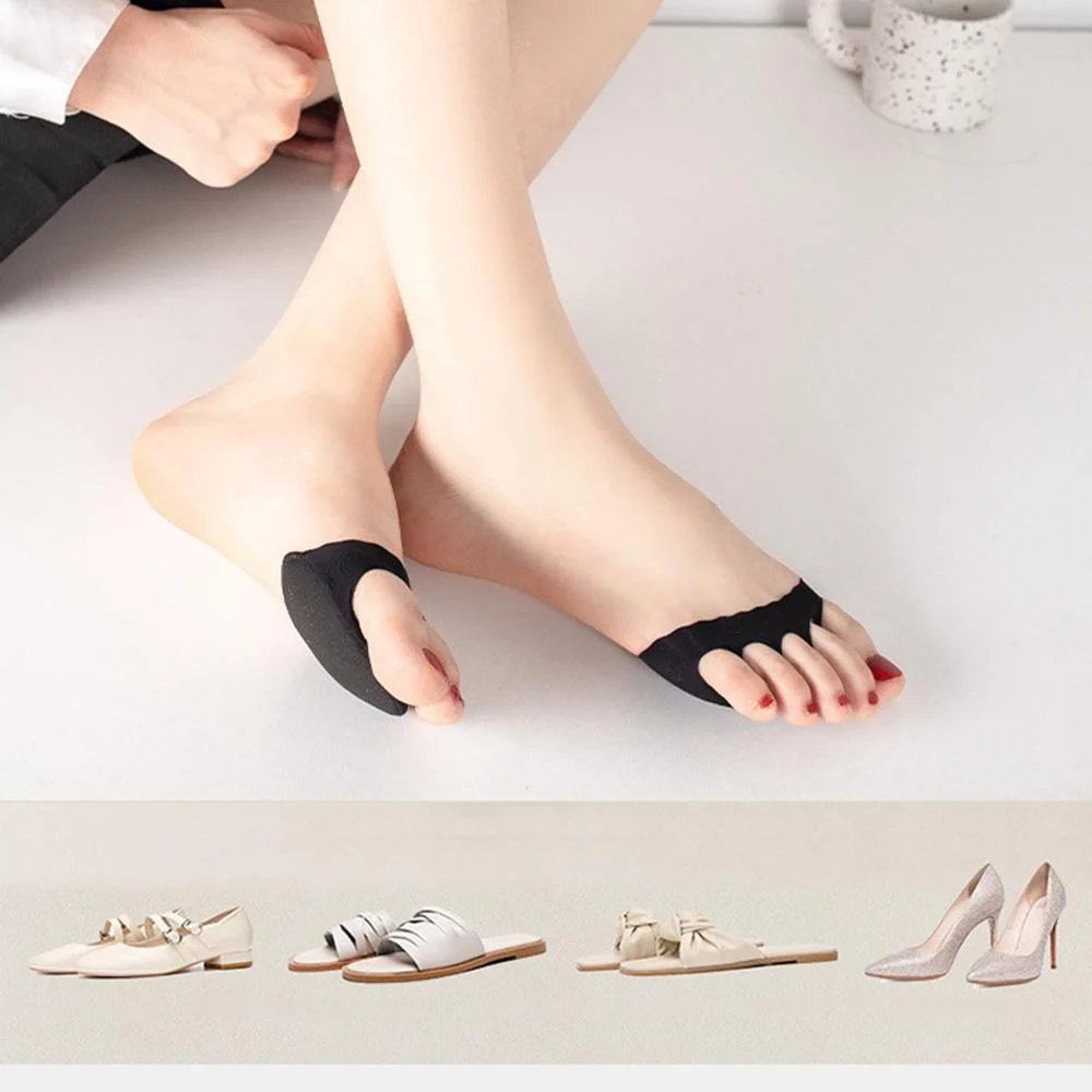 여성용 하이힐용 면 소재 앞꿈치 패드, 보이지 않는 편안한 미끄럼 방지 발가락 양말 패드