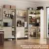 Closet System with 6 Drawers, 4 Hanging Rods & Corner Tower, Corner Closet System with Hanging,92.6" L-Shaped Walk-In, Wardrobes 6
