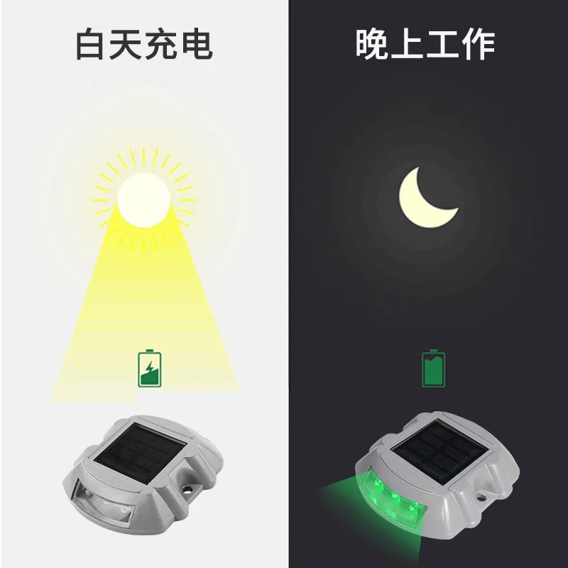 Luminous Cast Aluminum Road Stud LED Outdoor Reflective Road Stud Lamp Waterproof And Compressive Solar Energy Flashing Model