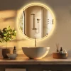 LUVODI 80cm Round Large LED Bathroom Mirror Backlit Built-in Touch On/Off Dimming Anti-fog Wall Mounted Mirror 3