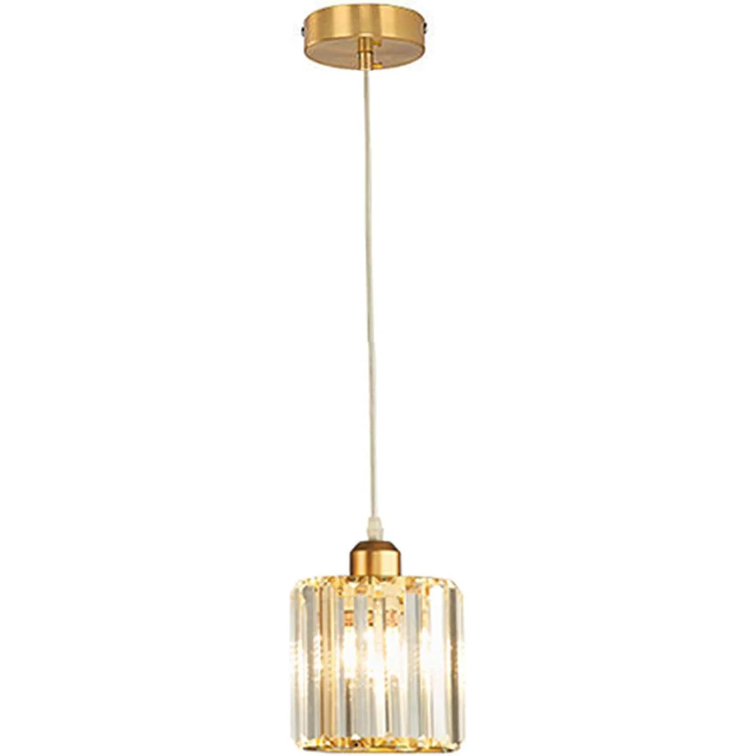 Modern Round Crystal Pendant Light,Loft Bar E27 Ceiling Lamp Hanging Lighting Fixture for Dining Living Room（Bulb not included）