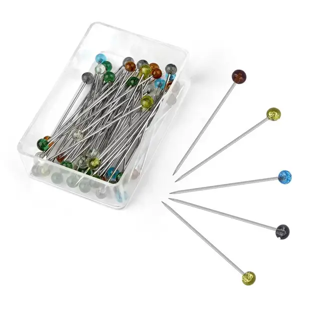 Colorful Round Pearl Head Needles Stitch Straight Push - Temu