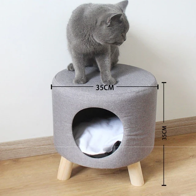 niche pour chat Petit chenil en bois massif pour chat – Image 6