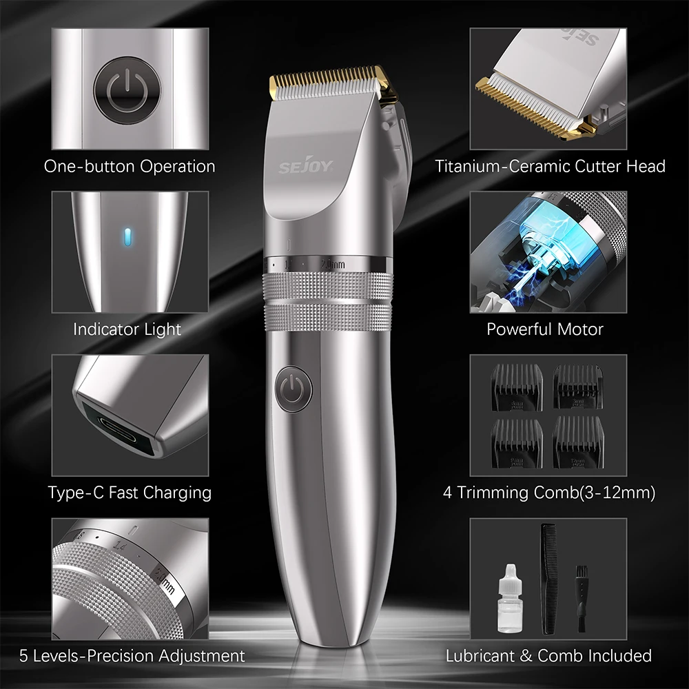 SEJOY Hair Trimmer for Men Hair Clippers for Barbers  Electric Trimmer Rechargeable Cordless Shaver (OiI Not Included)） 2