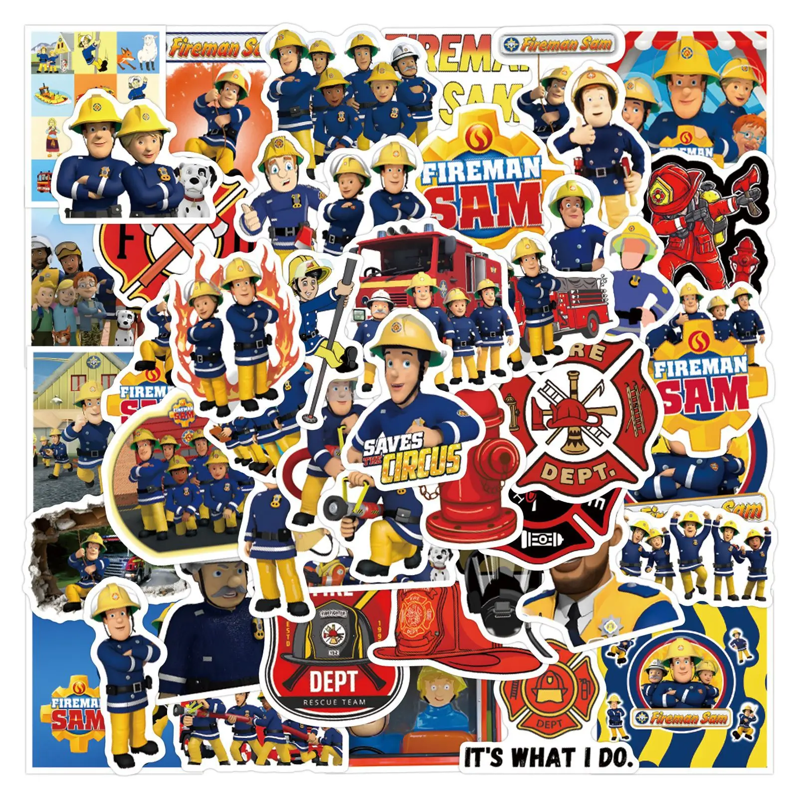 55PCS 소방관 샘 스티커 낙서 스티커 DIY 일기 전화 케이스 수제 스크랩북 미적 스티커
