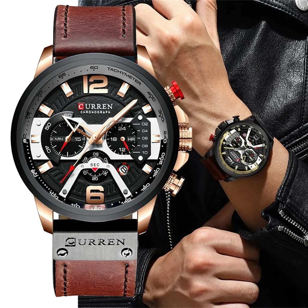 

* 2023 Роскошные мужские часы с коробкой премиум-класса, мужские деловые водонепроницаемые часы с ремешком и календарем, повседневные кварцевые часы с тремя глазами