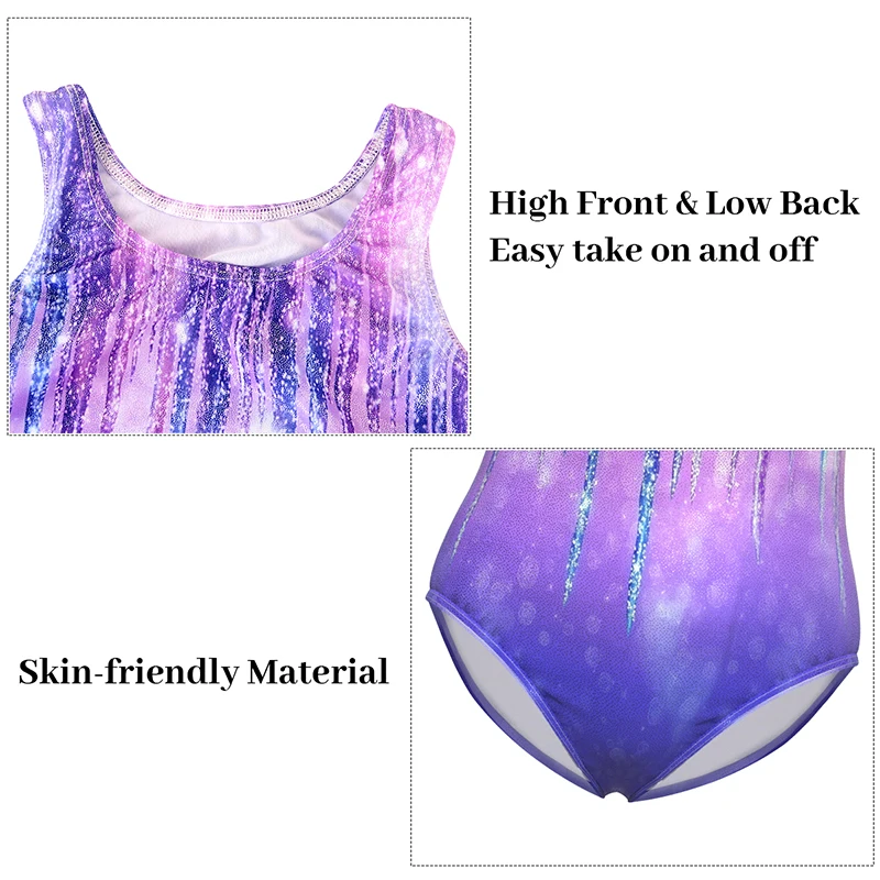 Girls Four-Piece Gymnastics Leotards Fashion Print SleevelessTank Dancewear with shorts and headband children dance leotards gymnastics dancewear sets