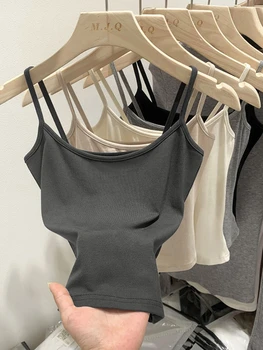 بلا أكمام محبوك المحاصيل القمم الأخضر مثير الأساسية المرقعة 2025 الصيف عادية كامي عارية الذراعين Y2k خمر تانك القمم المرأة