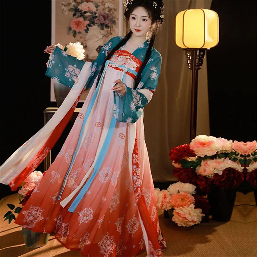 

Traditional Women Flower Hanfu Dress Ancient Chinese Costume Beautiful Dance Hanfu Originale Princess Tang Dynasty Robe