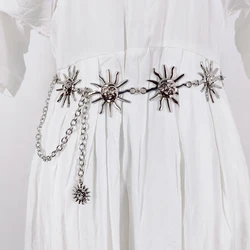 Unisex Punk Star Buckle Vintage Gothic PU Leather Belt - 105CM (Sun chain)