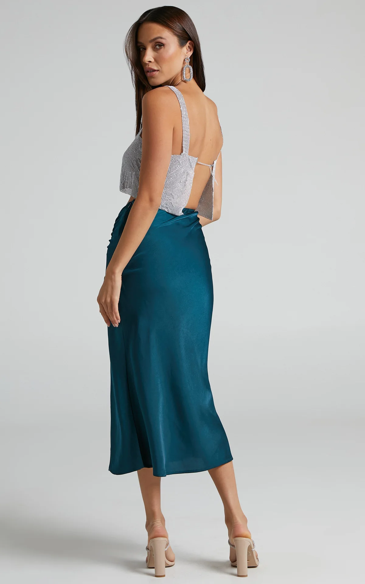 Jupe Longue Trapèze En Satin, Jupon Glissant à Dentelle, Femme, Taille Unique, Fausse Soie