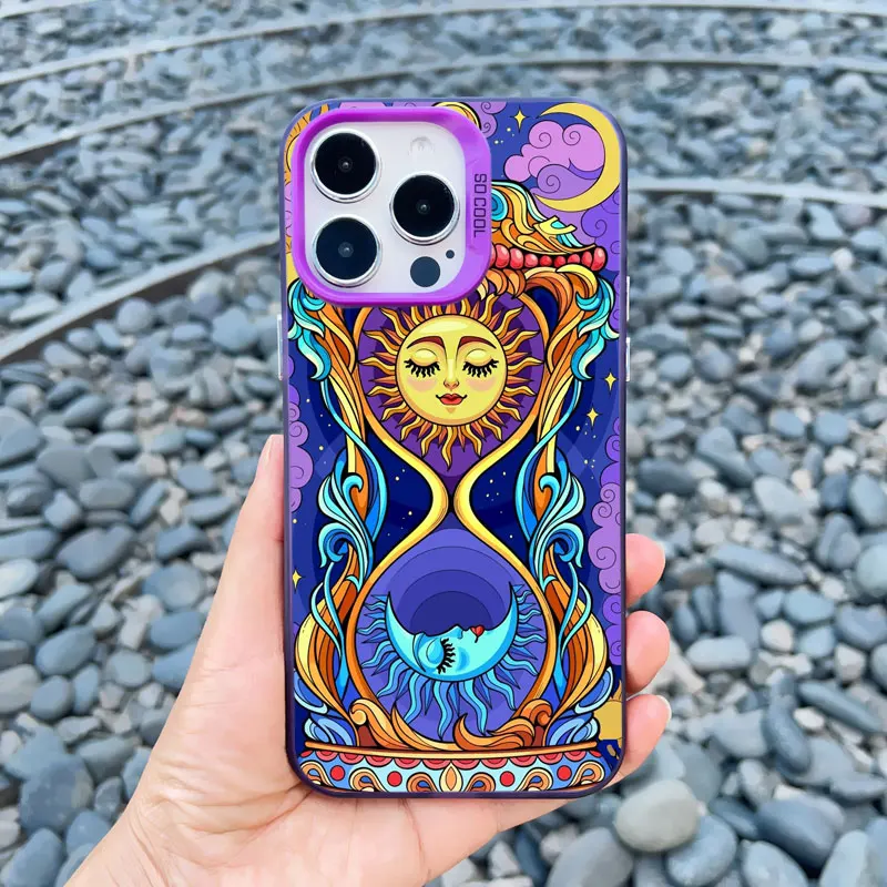 Funny Sun and Moon Face Shockproof Laser Phone Case