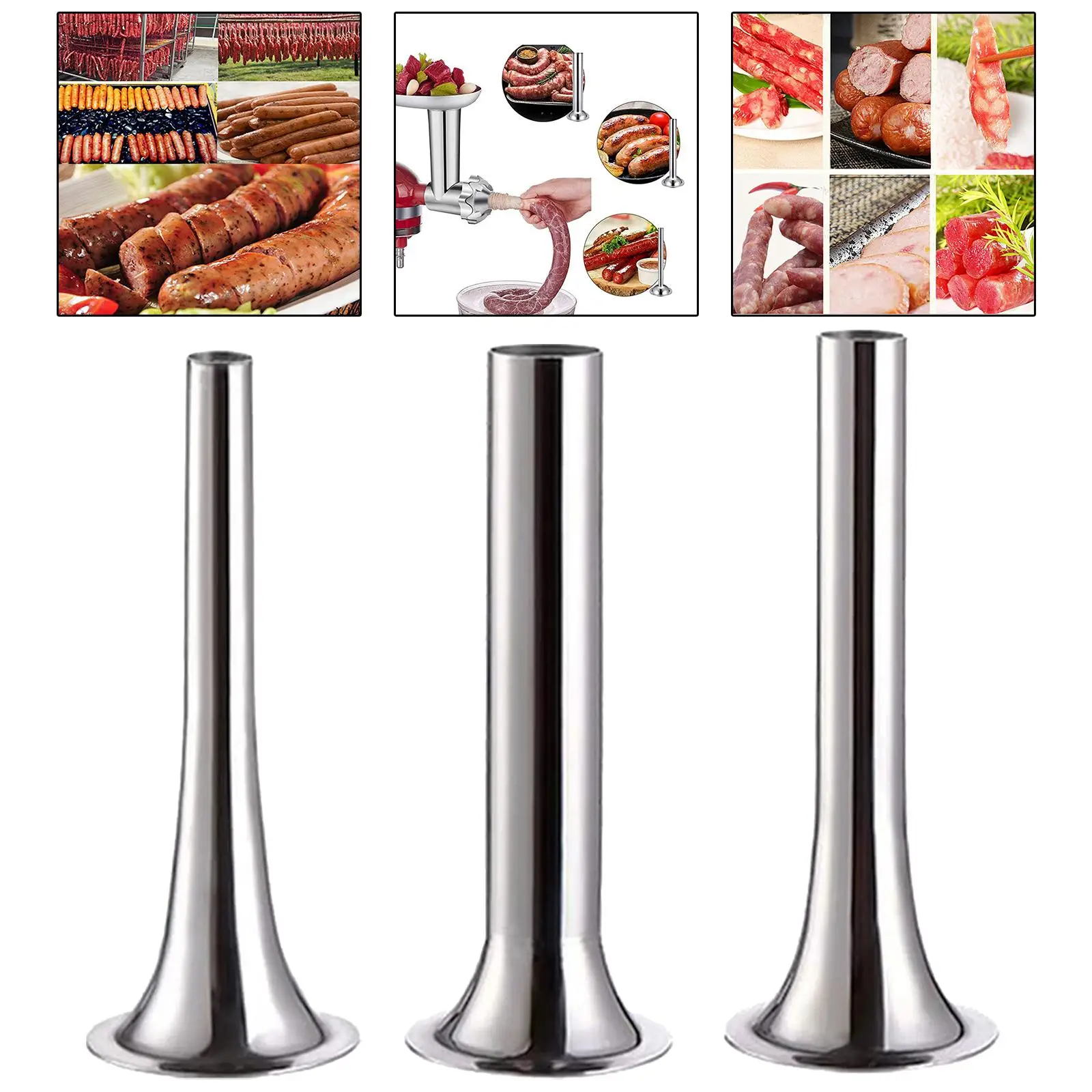 Tubes De Remplissage Pour Saucisses En Acier Inoxydable, 3.8/5.7/7.5/8.9cm,  Base De Qualité Alimentaire, 3 Pièces/ensemble, Entonnoirs, Buses, Pièces  De Rechange - Bourreurs - AliExpress