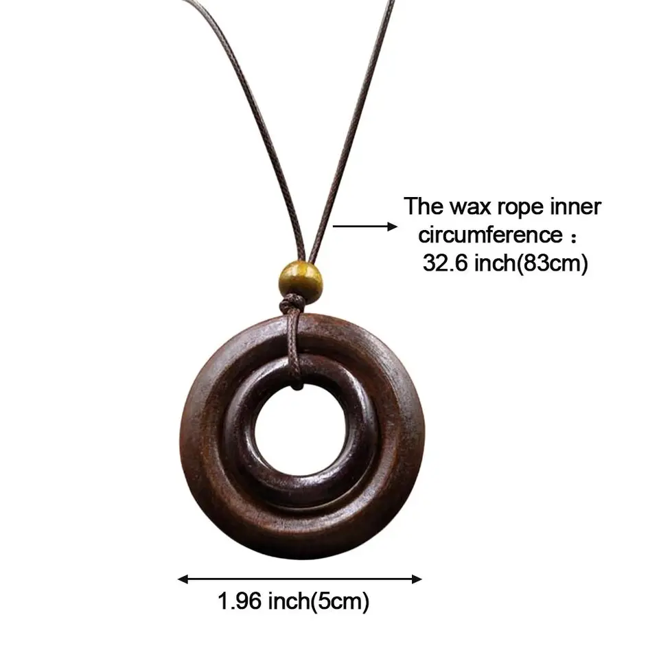 Lunga Collana Etnica In Legno Con Ciondolo Gufo Per Donna Boho Maglione Catena